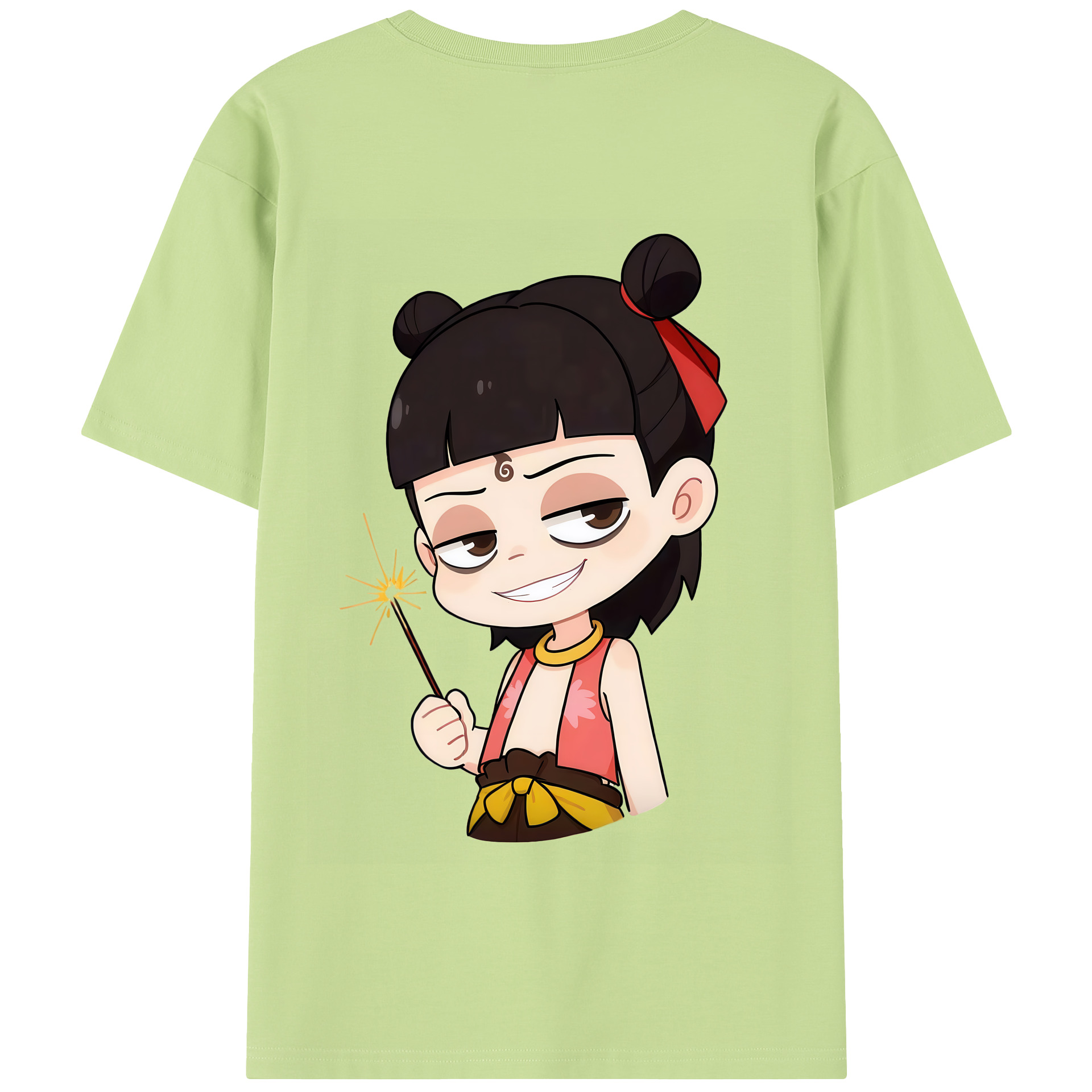 （画像用） Ne Zha 2 ナタ 魔童の大暴れ 綿100％半袖Tシャツ（背面プリント）